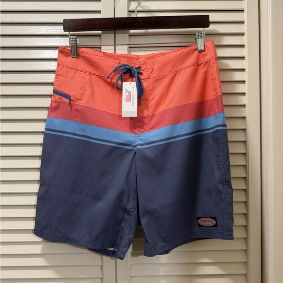 Vineyard Vines Swimwear Stripe Board Shorts Mai Tai - Picture 1 of 5